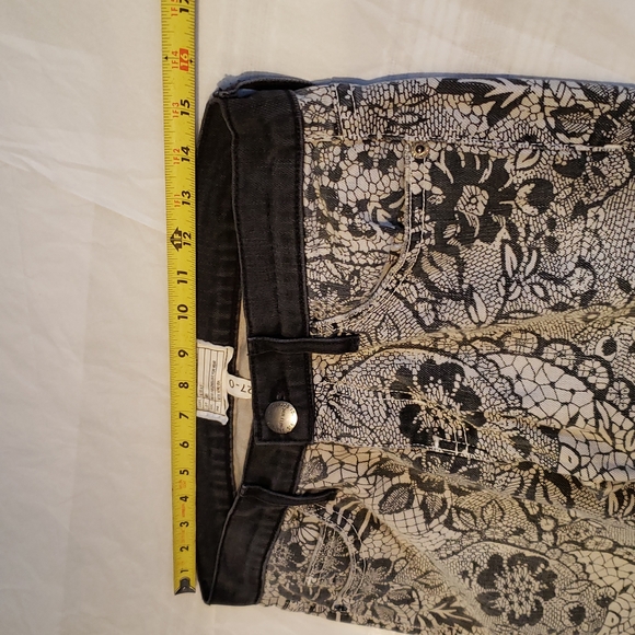 CURRENT ELLIOTT New Jeans Ankle Skinny Light Grey Black Lace Floral Women's HPπ - Picture 14 of 17